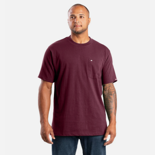 Berne Men Highland Heavyweight Pocket T-Shirt - Burgundy