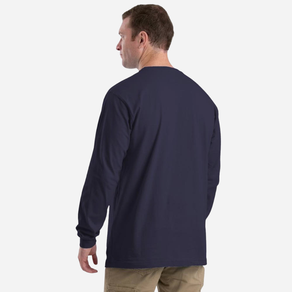 Berne Men's Workwear Heavyweight Long Sleeve Pocket T-Shirt - Navy Blue
