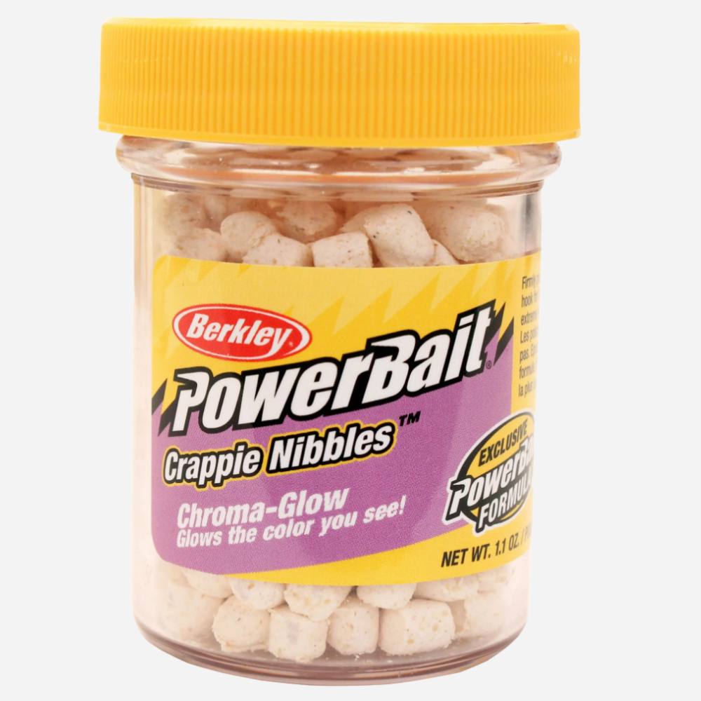 Berkley PowerBait Chroma-Glow Crappie Nibbles Fishing Dough Bait - White