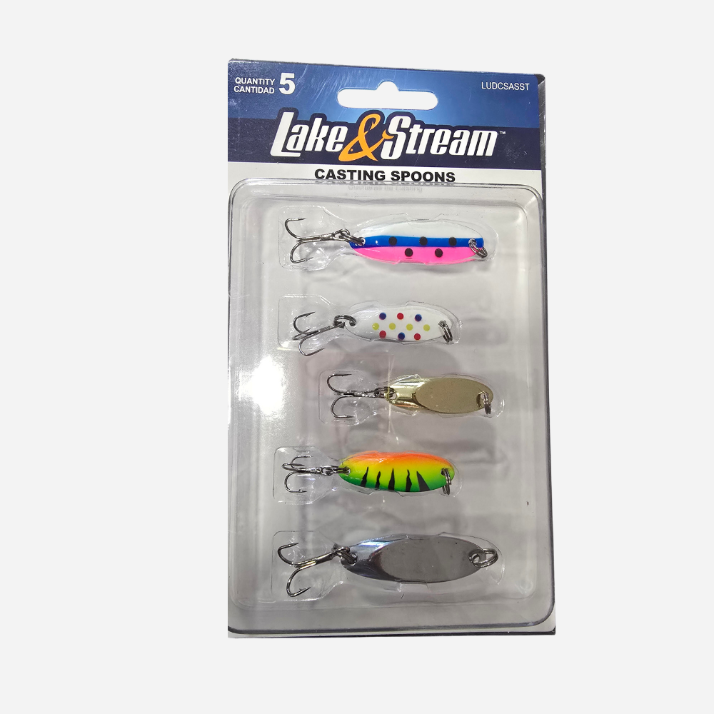 Packaged set of Lake & Stream casting spoons on a white background