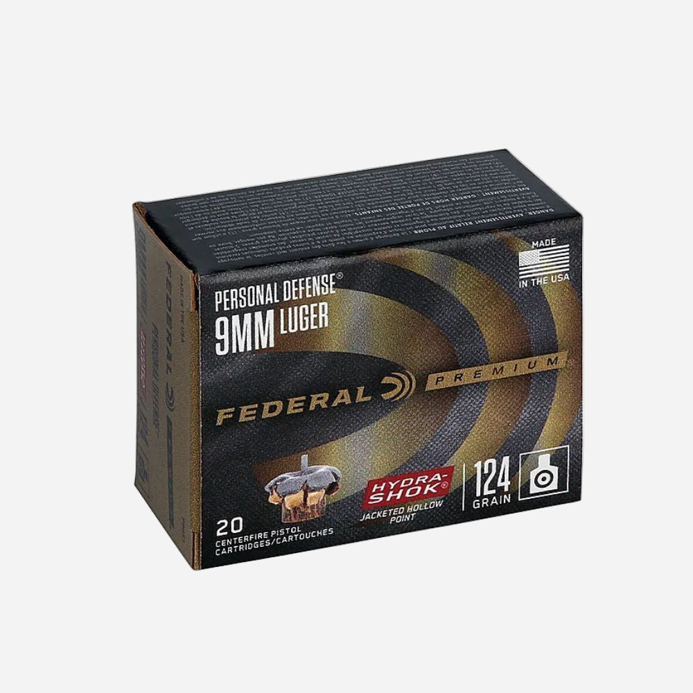 Federal Premium Hydra-Shok 9mm 124gr Jacketed Hollow Point - 20 Rounds