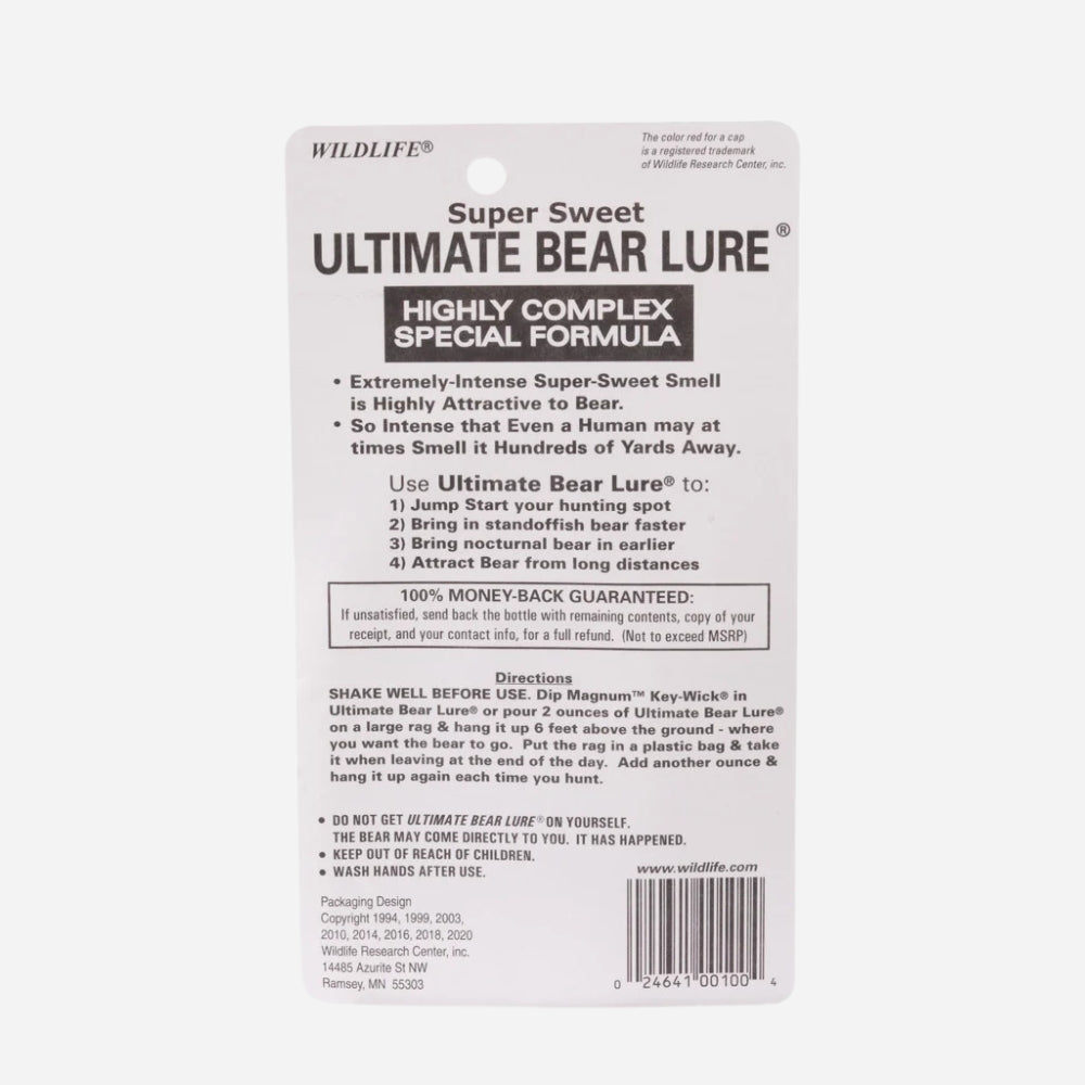 Super Sweet Ultimate Bear Lure packaging with text on a white background