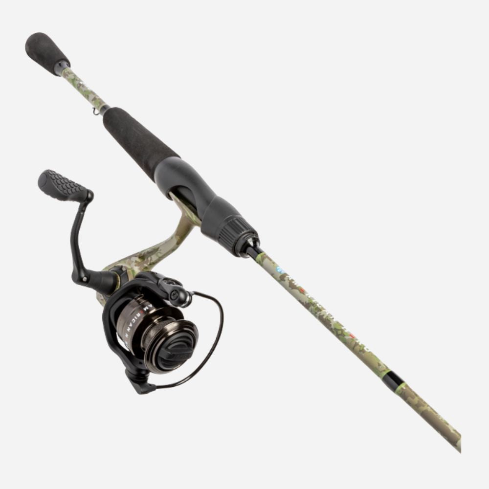 Fishing rod and reel set on a white background