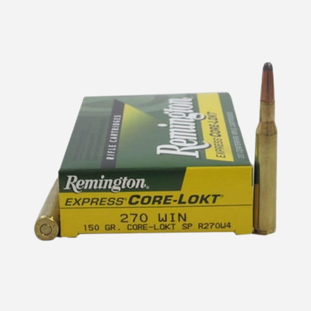 Remington Express Core-Lokt ammunition box with a cartridge on a white background