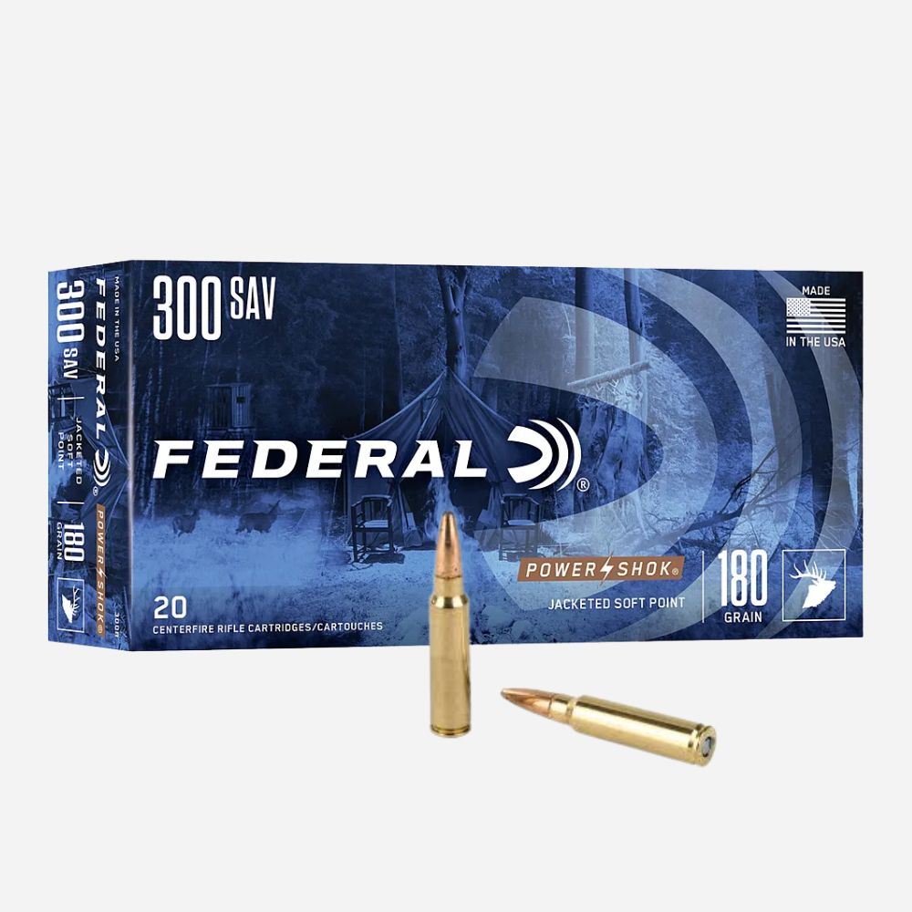 Federal ammunition box with two bullets on a white background