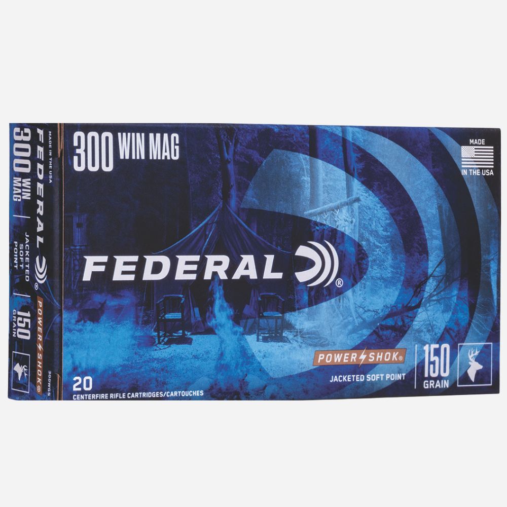 Federal Power-Shok .300 Win Mag 150 Grain Jacketed Soft Point - 20 Rounds
