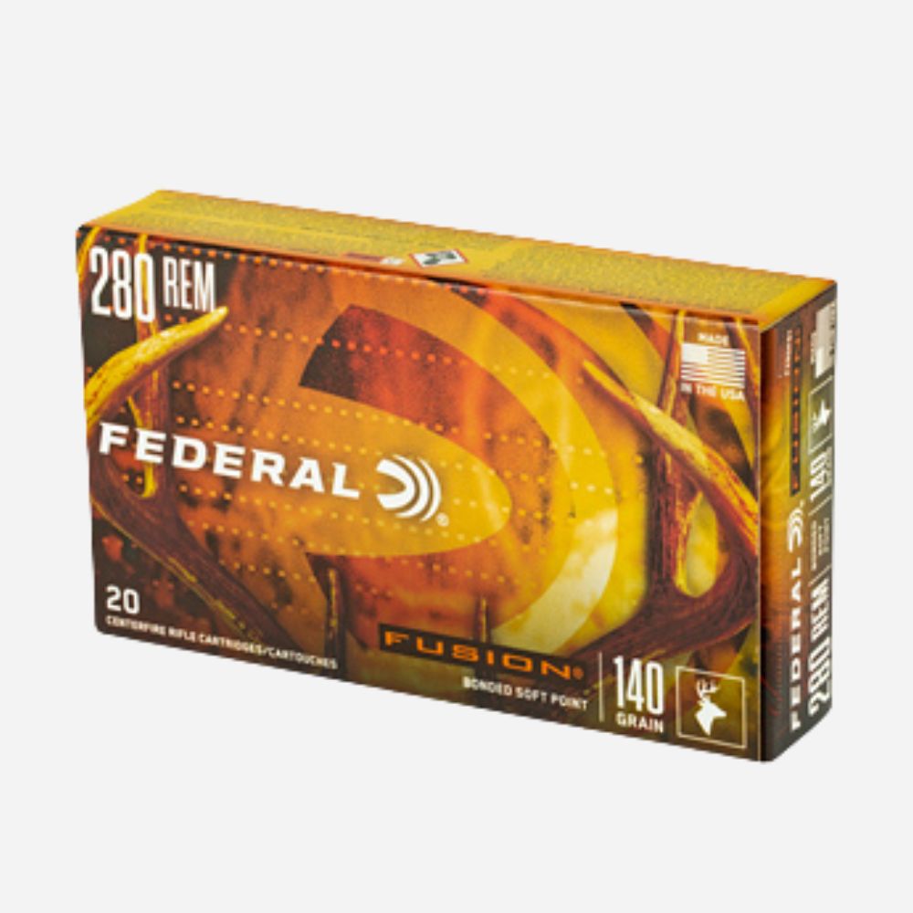 Federal Fusion ammunition box on a white background