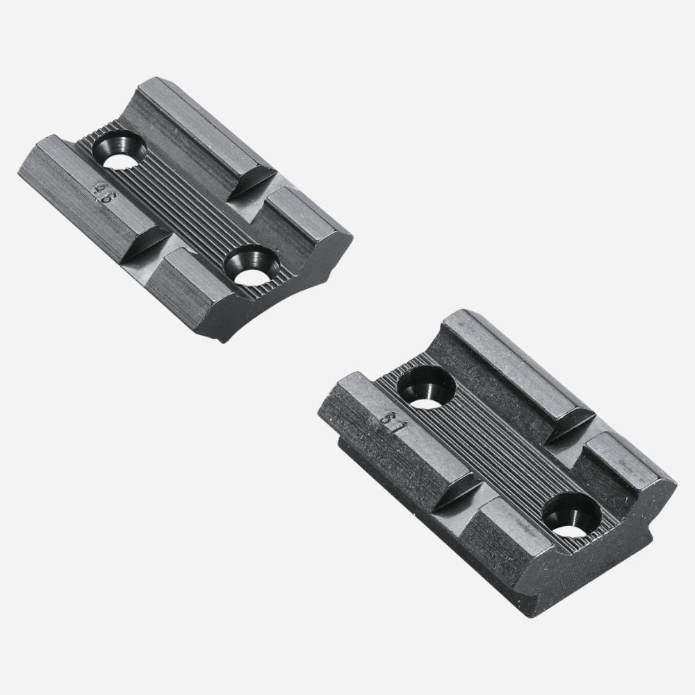 Two black metal brackets on a white background