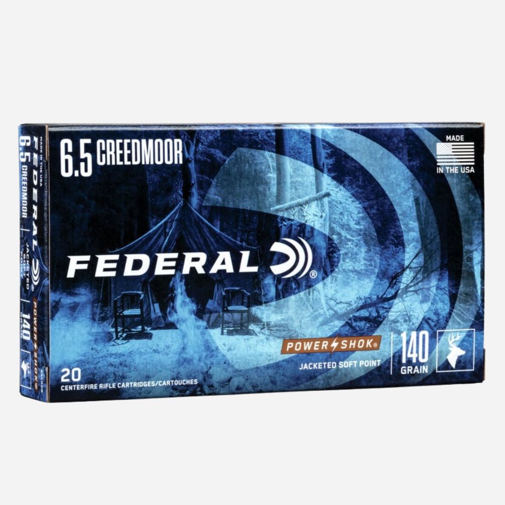 Federal 6.5 Creedmoor ammunition box on a white background