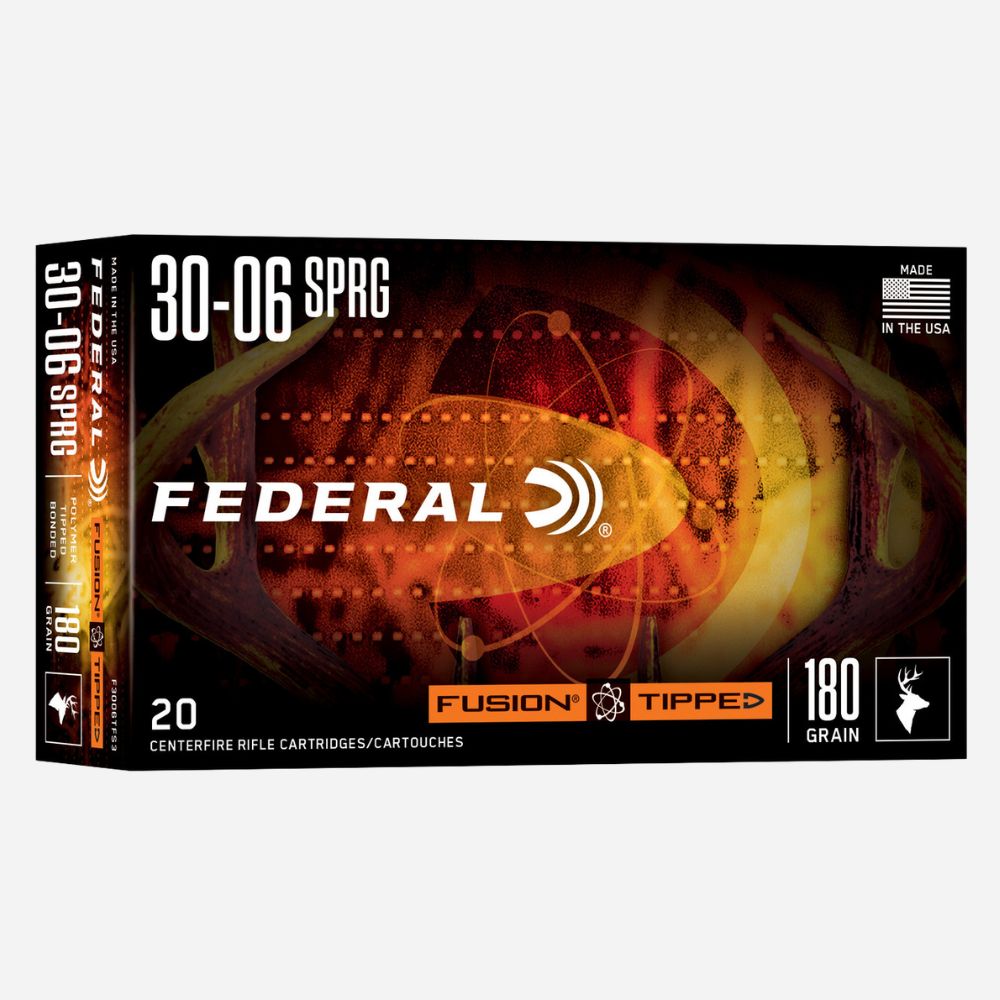 Federal 30-06 SPRG ammunition box on a white background