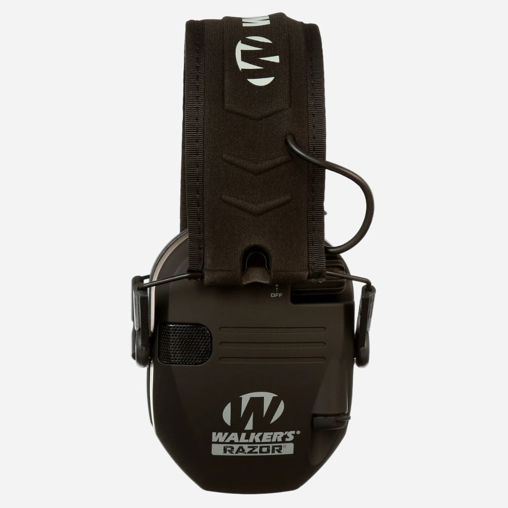 Black Walkers Razor electronic hearing protection device on a white background