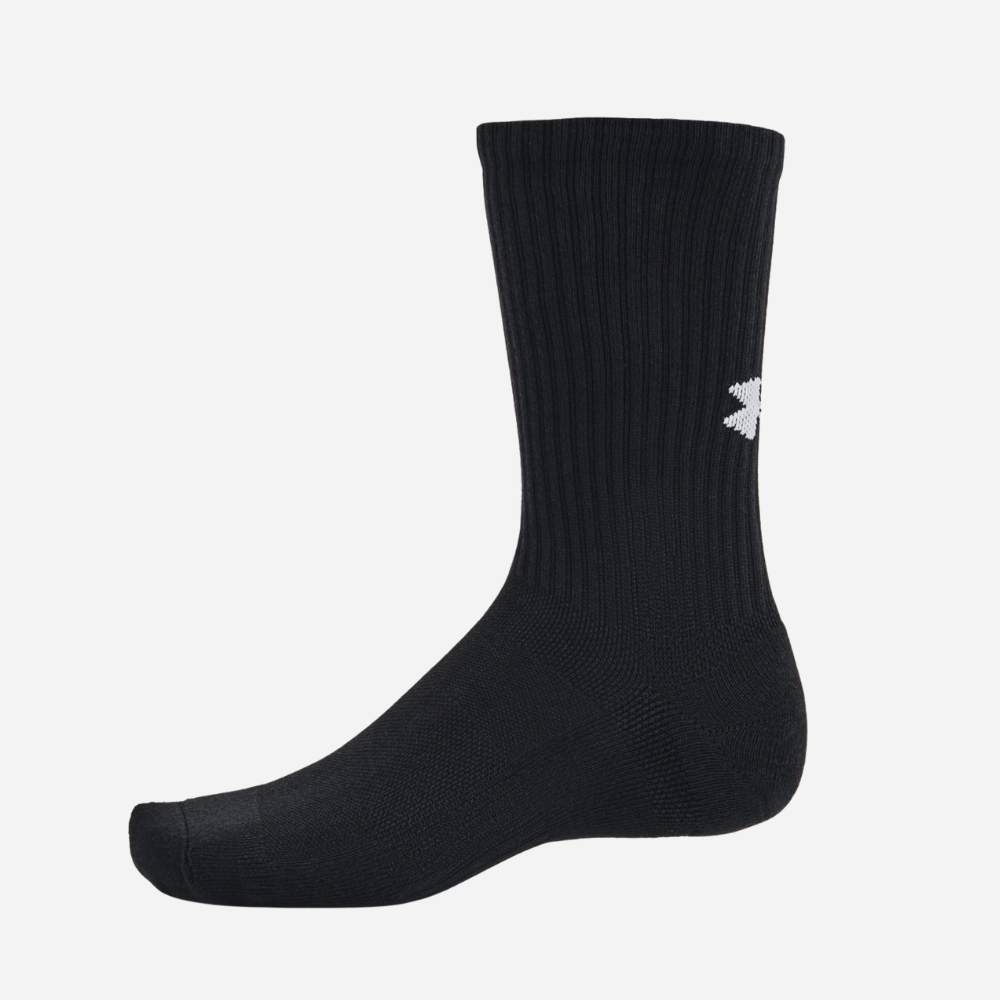 UA Training Cotton Unisex 6-Pack Crew Socks - Black