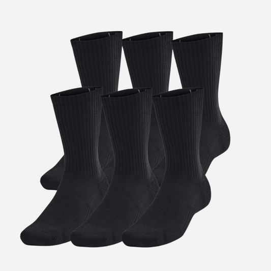 UA Training Cotton Unisex 6-Pack Crew Socks - Black