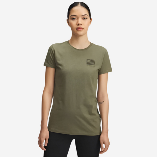 UA Women's Freedom Left Chest Short Sleeve - Marine Od Green