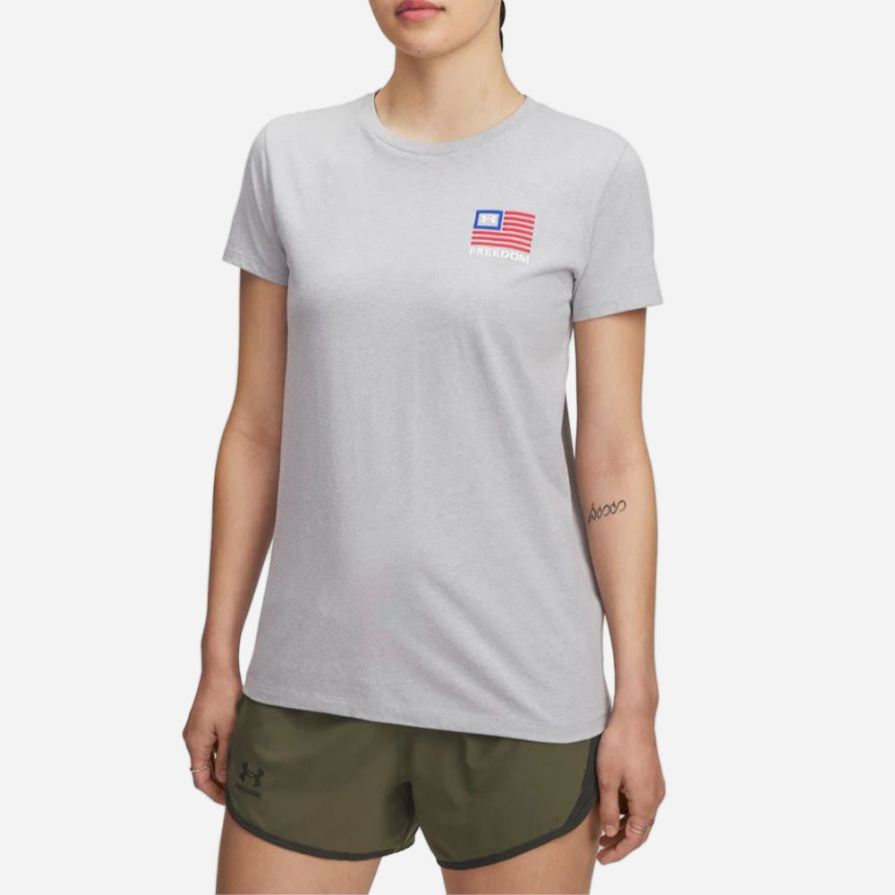 UA Women's Freedom Left Chest Short Sleeve - Grey