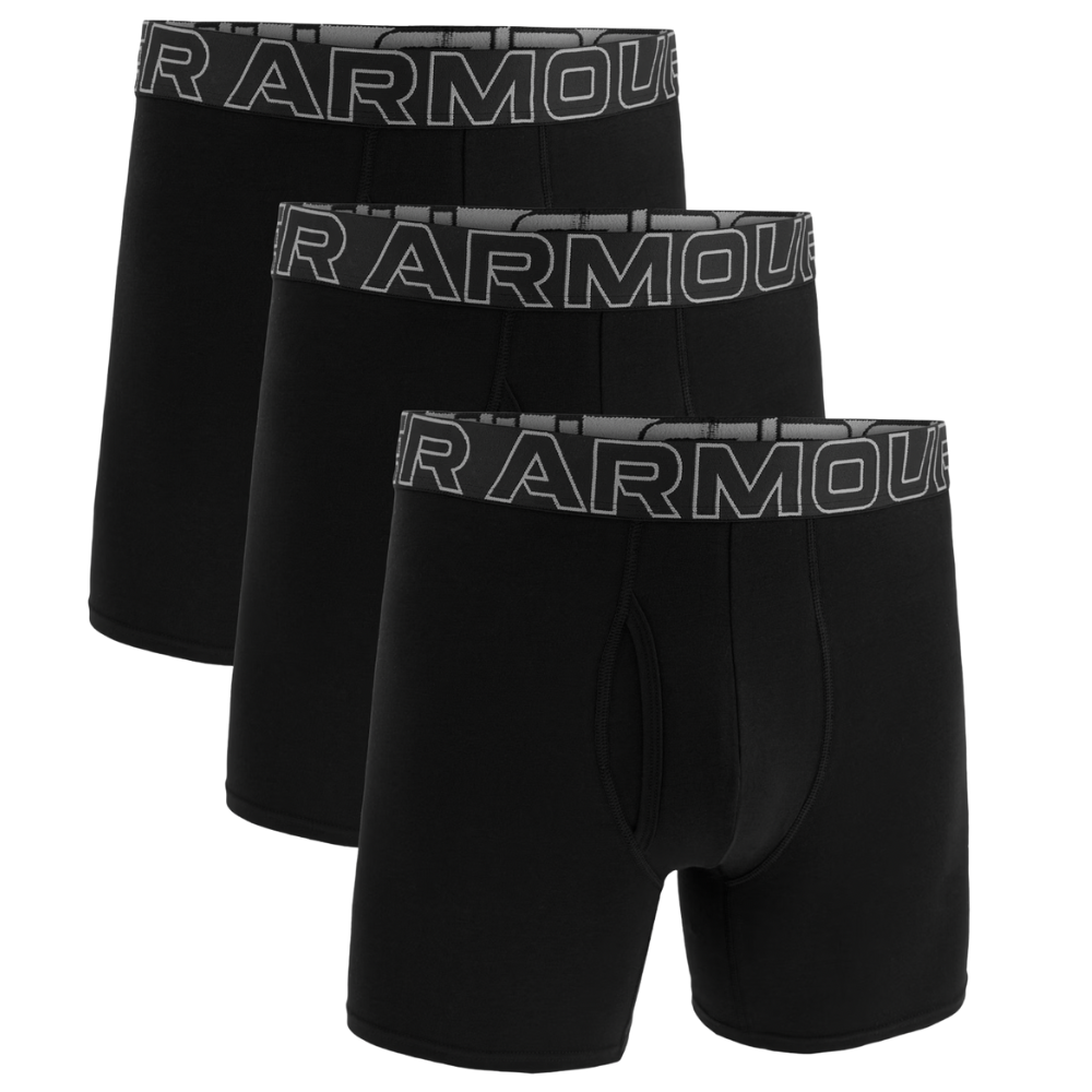 UA 3-Pack Performance Cotton Stretch 6" Boxer Briefs - Black
