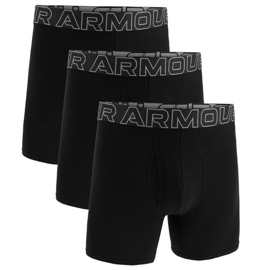 UA 3-Pack Performance Cotton Stretch 6" Boxer Briefs - Black