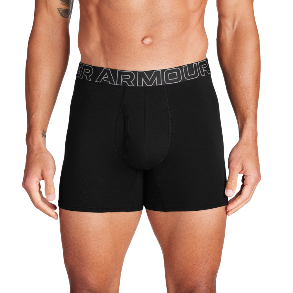 UA 3-Pack Performance Cotton Stretch 6" Boxer Briefs - Black