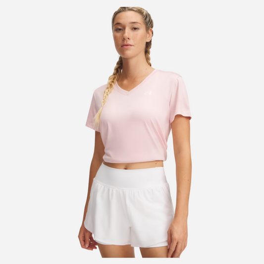 UA Women's Tech Twist V-Neck Short Sleeve T-shirt - Prime Pink