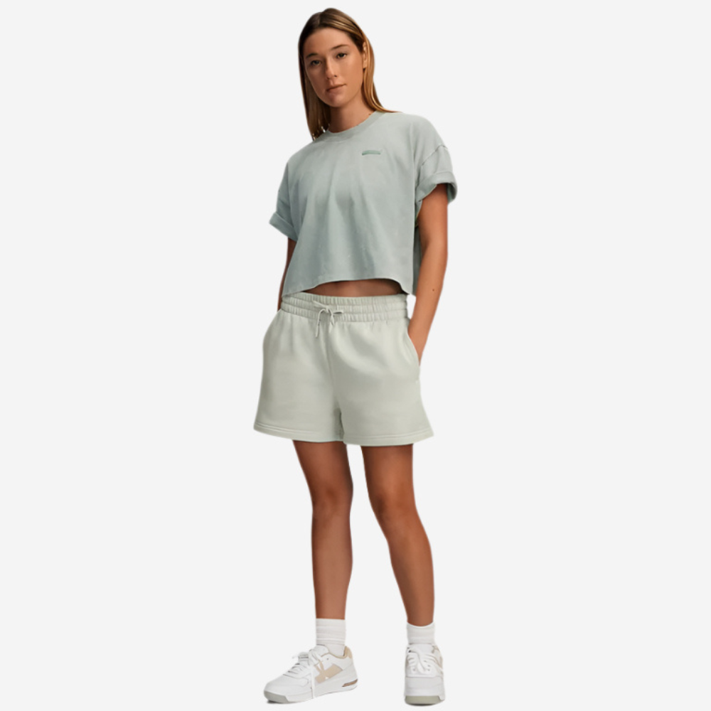 UA Women's Rival Fleece 3.5" Shorts - Hydro Green
