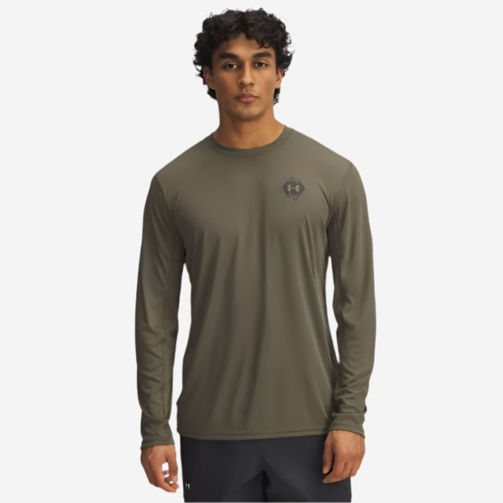 UA Men's Drift Tide Knit Mountain Long Sleeve - Marine OD Green
