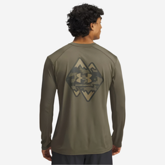 UA Men's Drift Tide Knit Mountain Long Sleeve - Marine OD Green