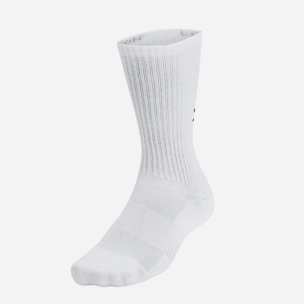 UA Training Cotton Unisex 6-Pack Crew Socks - White