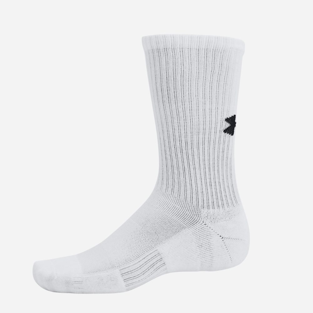 UA Training Cotton Unisex 6-Pack Crew Socks - White