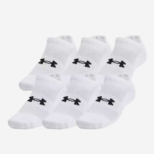 UA Training Cotton Unisex 6-Pack No Show Socks - White