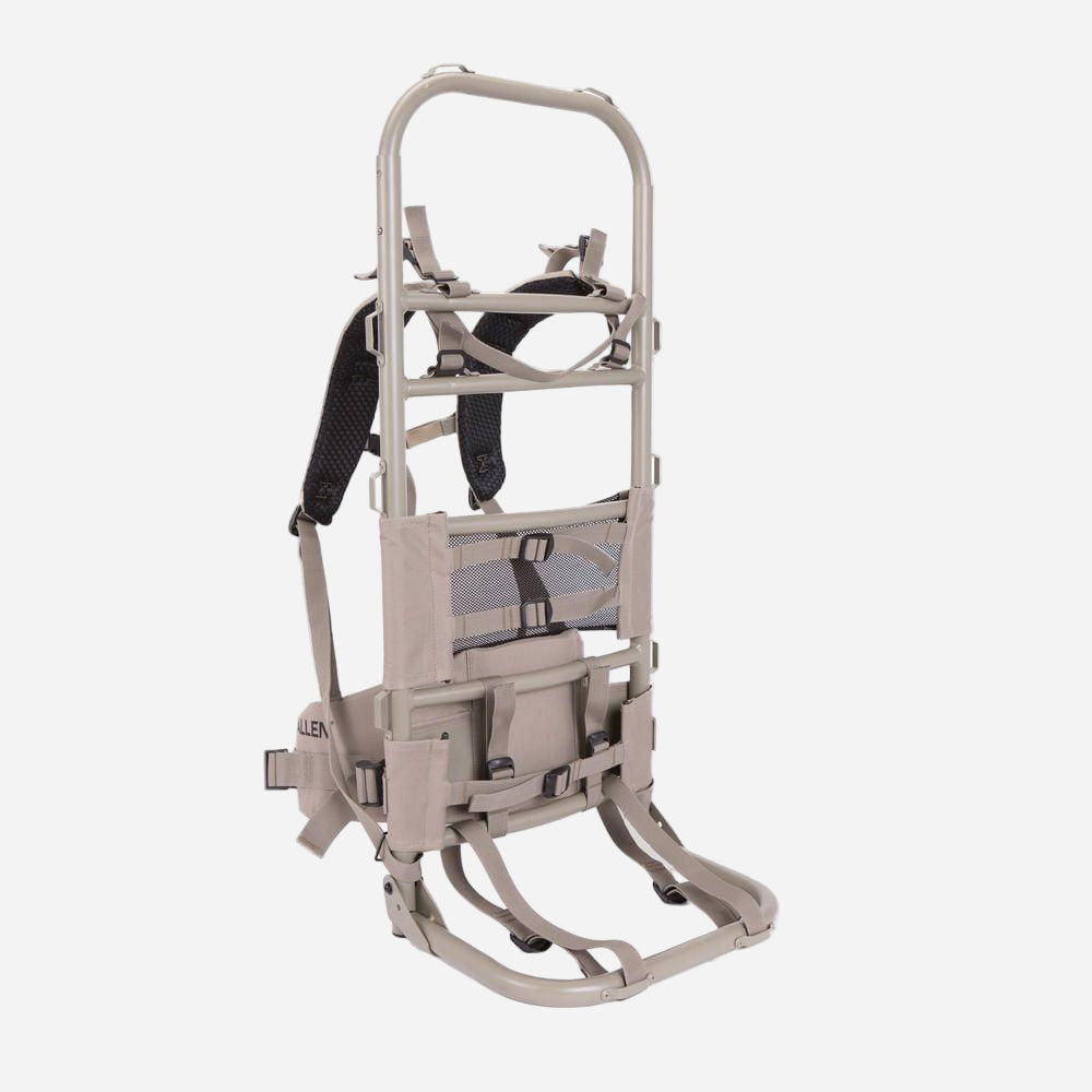 Beige tree stand with straps on a white background