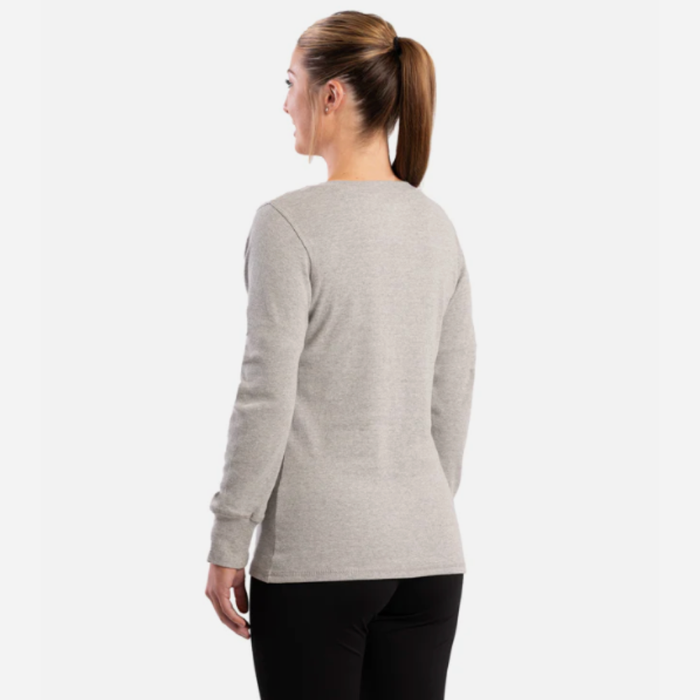 Berne Women Heavyweight Rib-Knit Long-Sleeve Henley Shirt - Gray