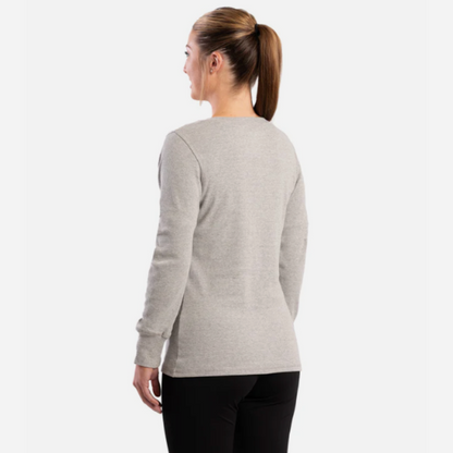 Berne Women Heavyweight Rib-Knit Long-Sleeve Henley Shirt - Gray