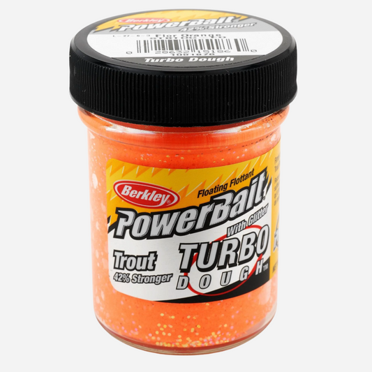 Berkley PowerBait Glitter Turbo Dough Trout Floating Bait - Fluorescent Orange