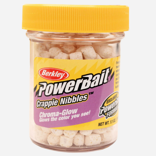 Berkley PowerBait Chroma-Glow Crappie Nibbles Fishing Dough Bait - White