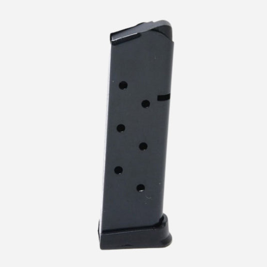 A black polymer magazine, likely for a firearm, shown vertically against a plain light gray background.
