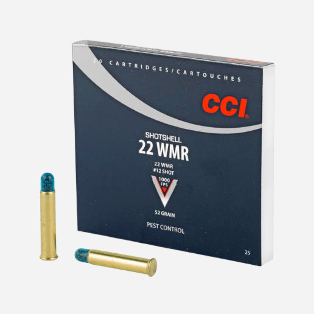CCL shotshell 22 WMR ammunition packaging with two bullets on a white background