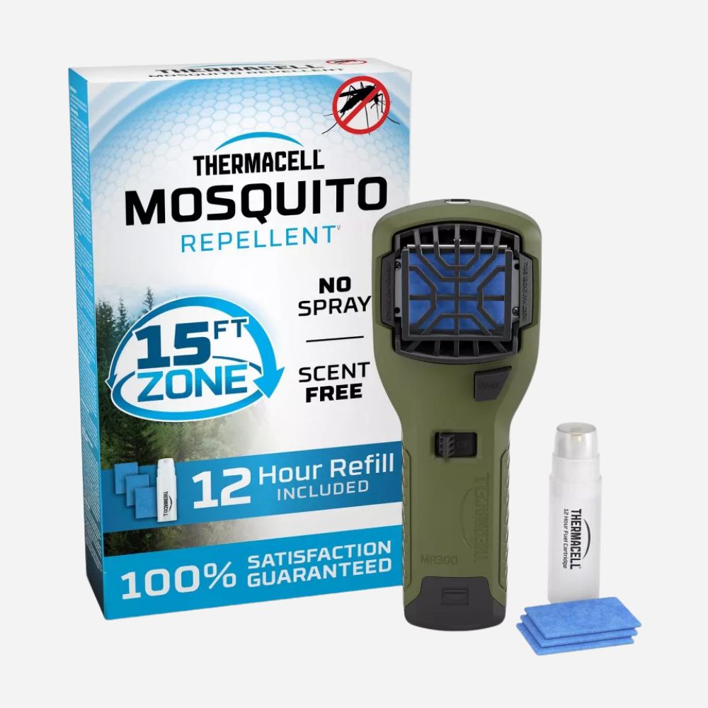 Thermacell Mosquito Repellent with packaging and refill on a white background