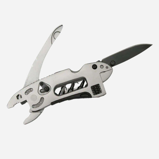 Multitool with knife blade on a white background