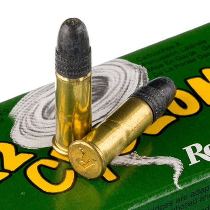 Two bullets on a box of RWS ammunition.