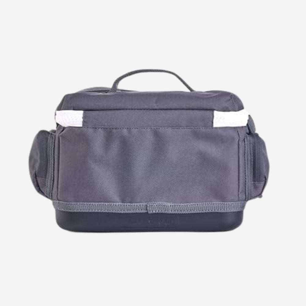 Gray bag with a handle on a white background