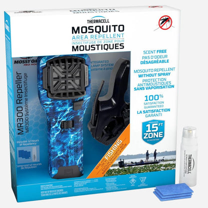 Thermacell Mosquito Area Repeller packaging with blue and black design on a white background
