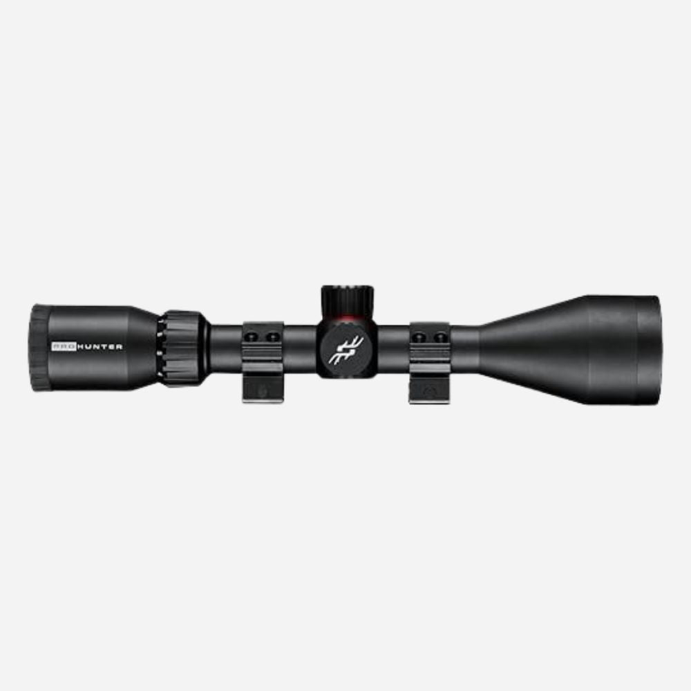Black hunting scope on a white background