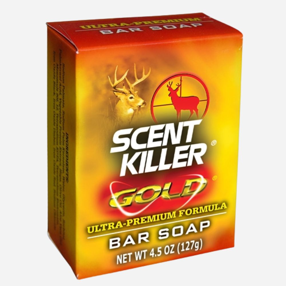 Scent Killer Gold ultra-premium formula bar soap packaging on a white background