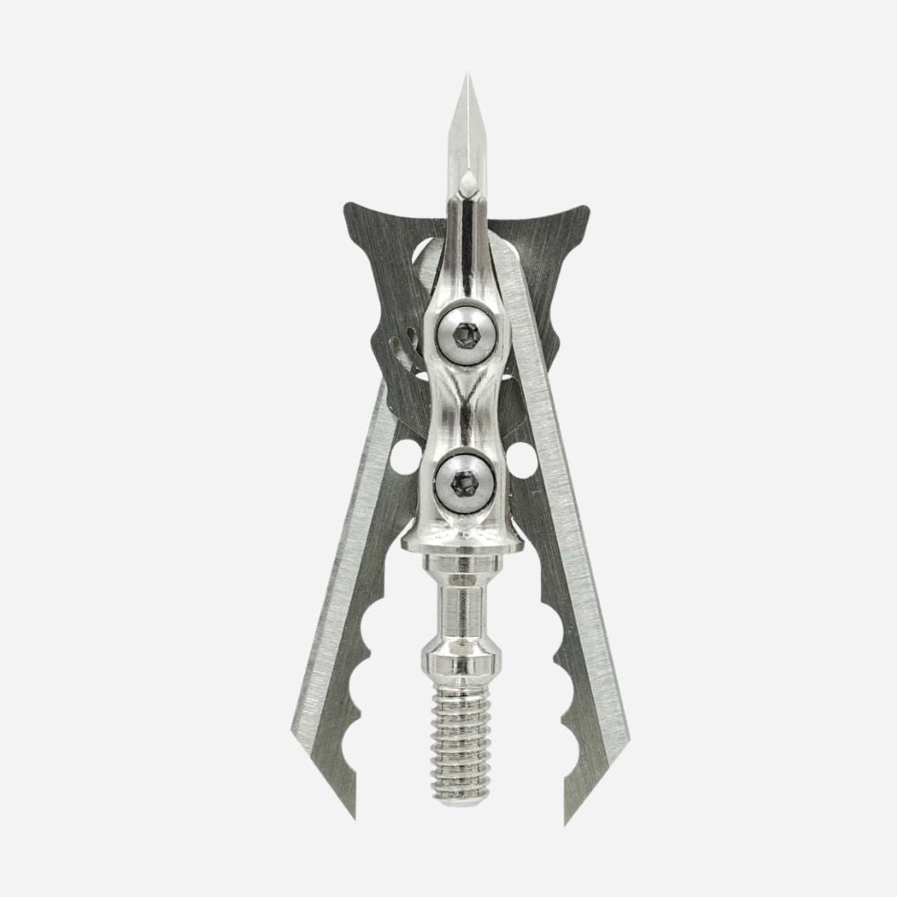 Metallic crossbow bolt on a white background