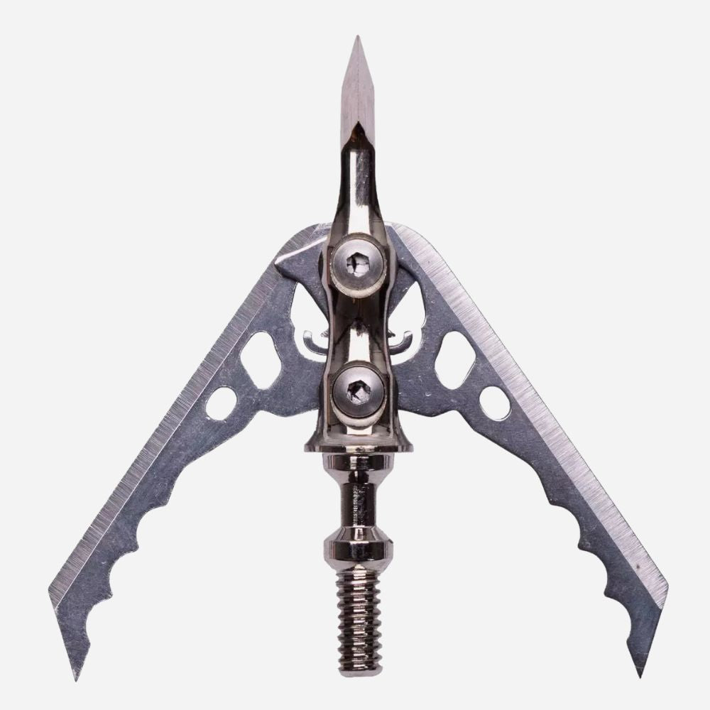 Metallic hunting arrow nock on a white background