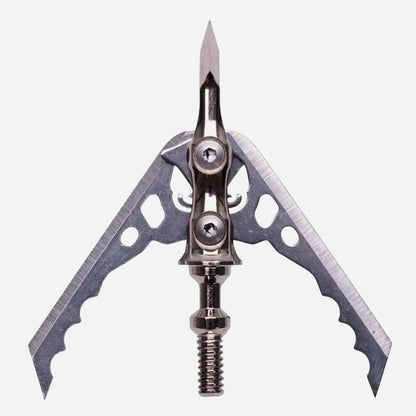 Metallic hunting arrow nock on a white background