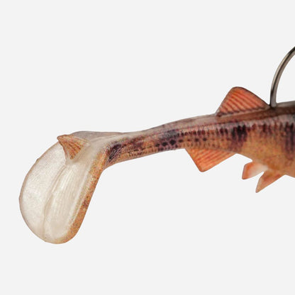 Close-up of a fish-shaped keychain on a white background