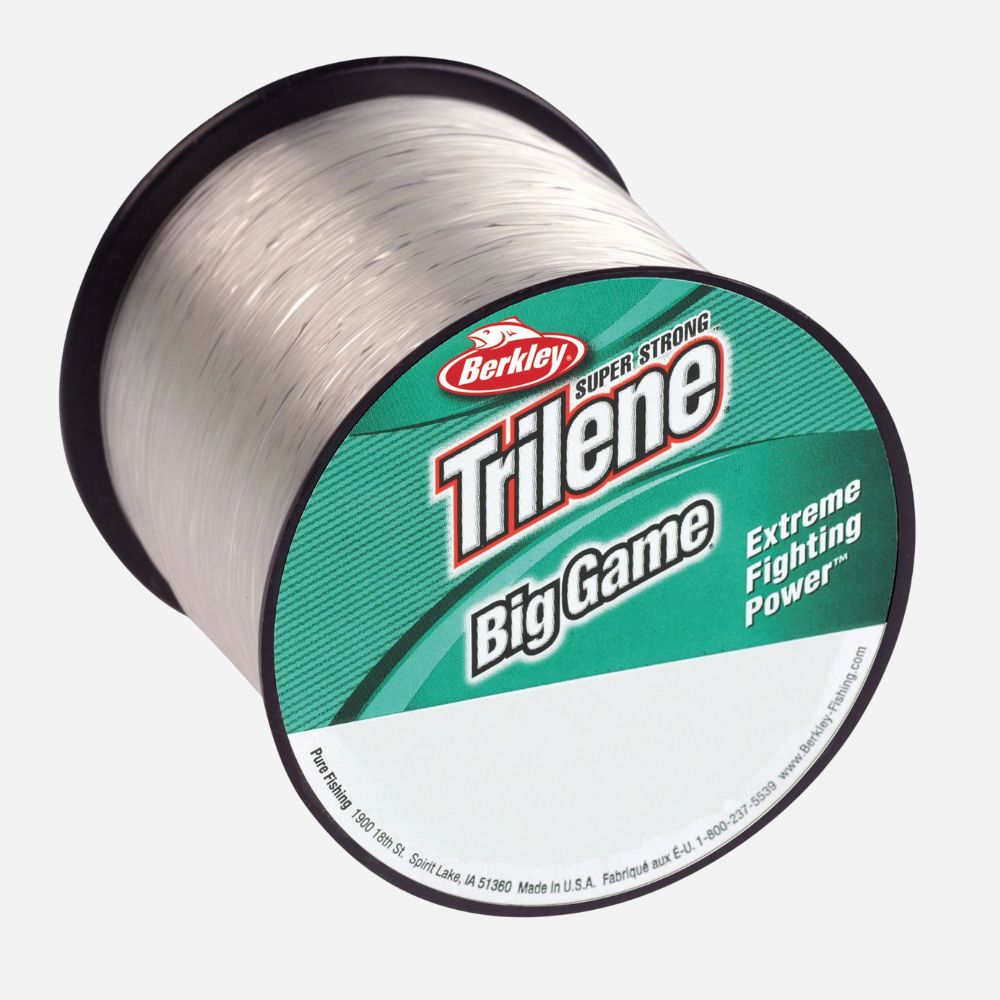 Spool of Berkley Trilene Big Game fishing line on a white background