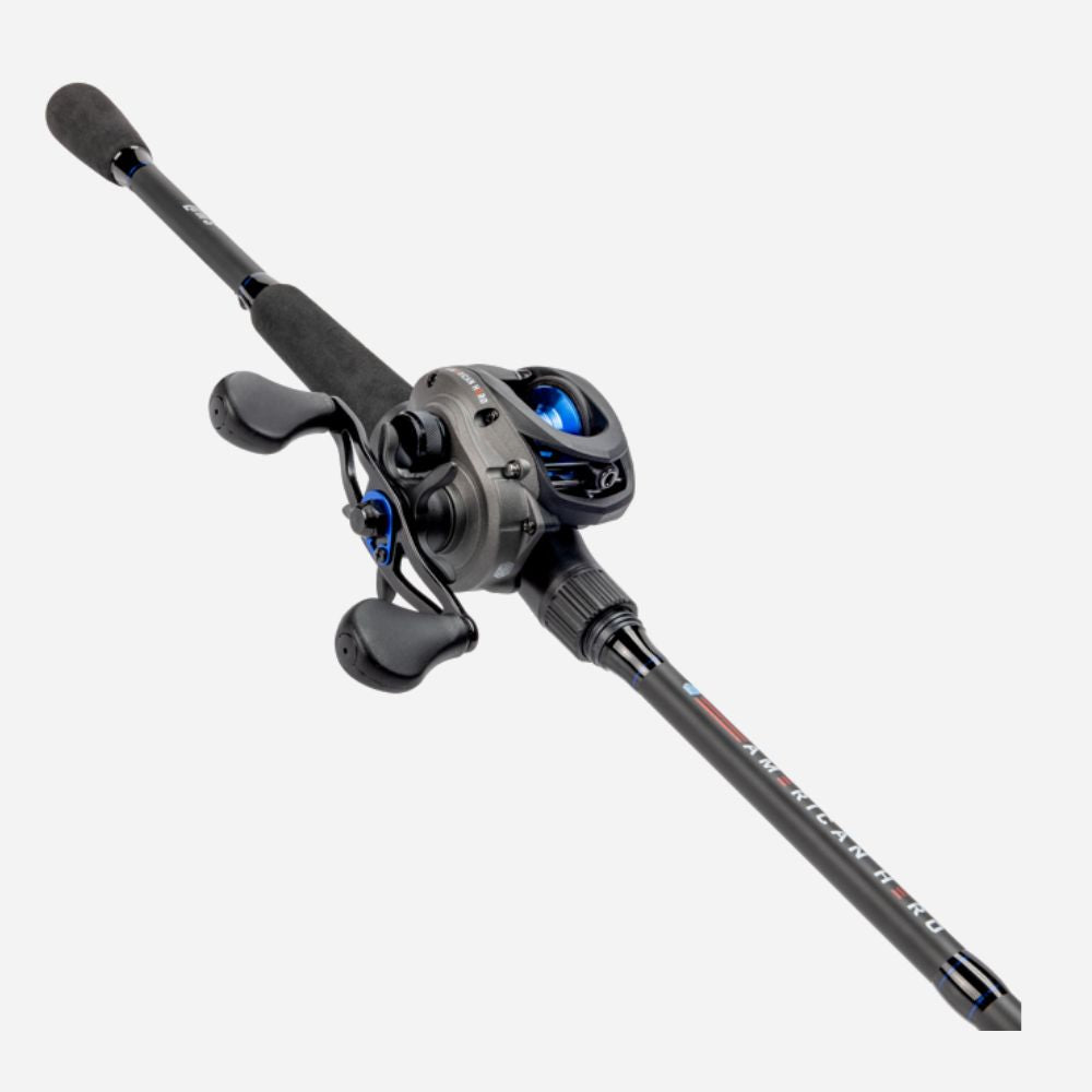 Fishing rod and reel combo on a white background