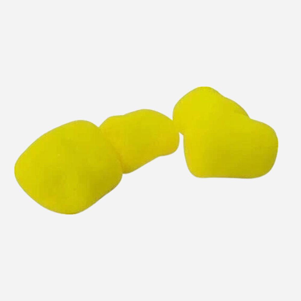 Yellow earplugs on a white background